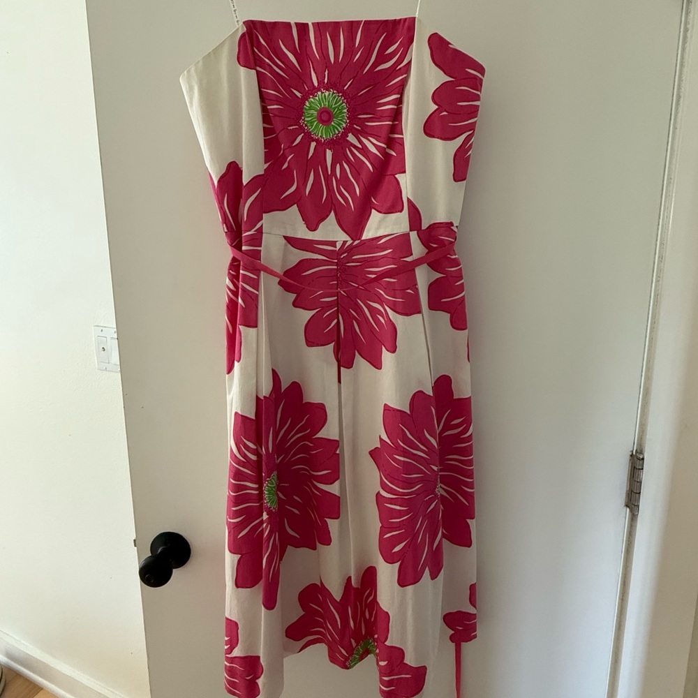 Lilly Pulitzer Angelette Flower Daisy Strapless Tea-Length Dress